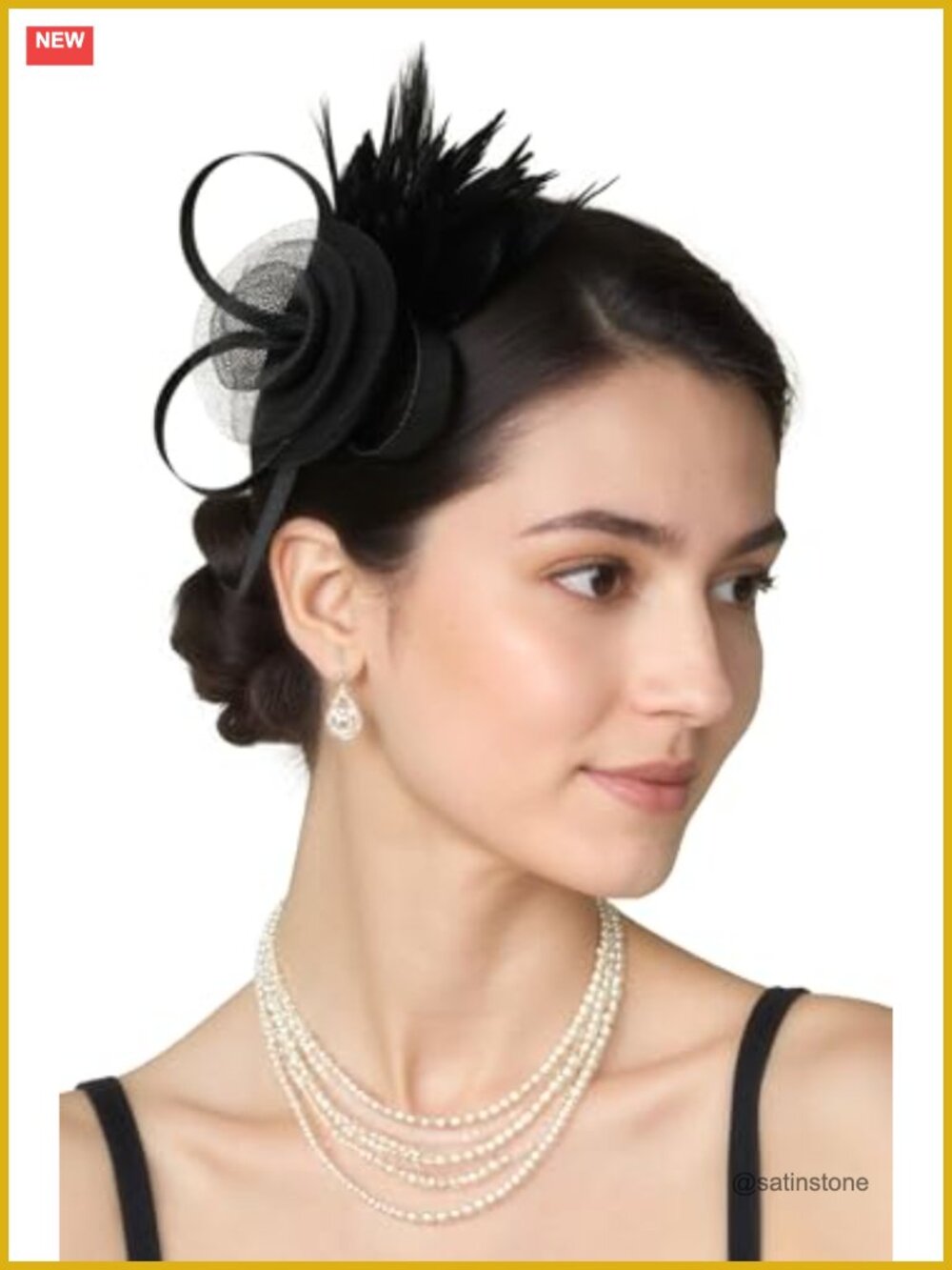 Tulle Mesh Feather Fascinator Headband Tea Party Hat